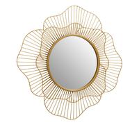 Orsina Elegant Flower Wall Mirror, 3D Metal Frame Slim Mirror, Round Shaped Wall Mirror, Compact Lounge Mirror in Gold Orsina Gold