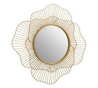 Orsina Elegant Flower Wall Mirror, 3D Metal Frame Slim Mirror, Round Shaped Wall Mirror, Compact Lounge Mirror