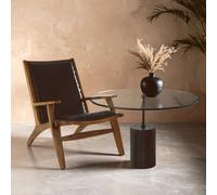 Orsina Elegant Glass & White Marble Side Table, Round Design Modern Side Table, Versatile Small Round Side Table in Black Orsina Black