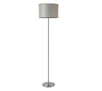 Forma Floor Lamp, Stainless Steel, Grey Fabric Shade