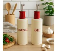 Premier Housewares Hollywood Oil and Vinegar Set, Red/Cream, Set of 2