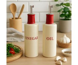 Orsina Elegant Hollywood Oil & Vinegar Set, Durable Design Oil And Vinegar Bottle Set, Controlled Pouring Set
