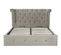 Orsina Elegant Kingsize Grey Brush Velvet Ottoman Bed, Durable Velvet Bed For Bedroom, Compact Diamont Tufted Bed