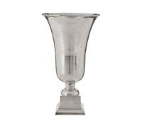 Orsina Elegant Large Silver Finish Fluted Vase, Durable Cermaic Flower Vase, Striking Design Vase For Bedroom