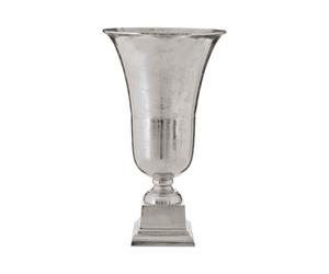 Orsina Elegant Large Silver Finish Fluted Vase, Durable Cermaic Flower Vase, Striking Design Vase For Bedroom