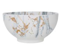 Orsina Elegant Luxe Salad Bowl, Marble Effect Salad Bowl For Kitchen, Raised Sides Spacious Large Serving Bowl in White Orsina White