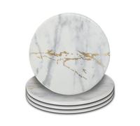 Premier Housewares Placemats and Coaster Marble Effect Table Mats And Coasters Set Of 4 Practical White and Grey Coasters Stylish Coasters 11 x 1 x 11