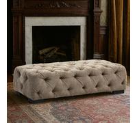 Orsina Elegant Natural Fabric Foostool, Button Tufted Upholstered Soft Footstool, Premium Footstool For Bedroom