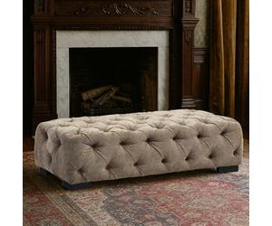 Orsina Elegant Natural Fabric Foostool, Button Tufted Upholstered Soft Footstool, Premium Footstool For Bedroom