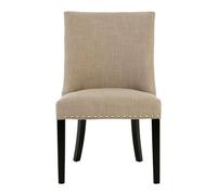 Orsina Elegant Natural Linen With Curly Back Dining Chair, Sturdy Grey Dining Chair, Stylish Chair For Diningroom