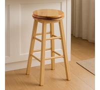 Premier Housewares Swivel Design Tropical Wood Bar Stool | Eco-Friendly Rubberwood Bar Stool | Minimalist Wooden Bar Seating With Footrests | Ideal for Kitchen & Home Bars