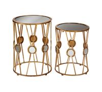 Orsina Elegant Set Of 2 Cross Design Rounded Tables, Versatile Side Tables By Couch For Indoor, Sleek Lounge Table
