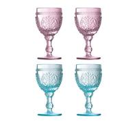 Premier Housewares Fleur Wine Glasses, Pink/Blue, 8 x 8 x 15 cm