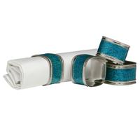 Premier Housewares 1403766 Square Glitter Napkin Rings - Turquoise, Set of 4, H4 x W3 x D4cm
