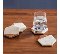 Premier Housewares Marble Coasters, Copper Inlay, White, Set of 4