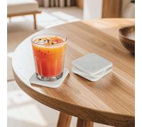 Orsina Elegant Set Of Four White Marble Square Coasters, Durable Natural Stone Coasters Orsina White