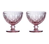 Orsina Elegant Set Of Two Blue Glass Sundae Dishes, Durable Sundae Glasses For Desserts, Versatile Ice Cream Bowls in Pink Orsina Pink