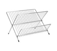 Orsina Elegant Small Folding Dish Drainer, Durable 2 Tier Dish Rack For Kitchen, Ample Storage Dishrack Tray in Silver Orsina Silver