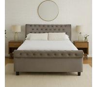 Orsina Elegant Steel Shade Kingsize Ottoman Bed, Practical Velvet Bed For Bedroom, Compact Rolled Back Board Bed