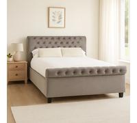 Orsina Elegant Steel Shade Kingsize Ottoman Bed, Velvet in Brown | Size: King Orsina Brown King