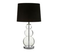 Orsina Elegant Table Lamp With Black Fabric Shade, Luxe Chrome Base Light, Polished Metal Finish Lighting Accent