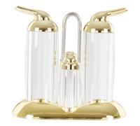 Gozo Condiment Set, Oil & Vinegar Bottles, Salt & Pepper Shakers, Gold Detail