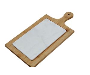 Orsina Elegant White Marble & Bamboo Cheese Board, Versatile Chopping Board, Stylish Chopping Board For Kitchen Orsina White