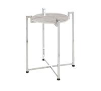 Premier Housewares White Marble Side Table with Chrome Base
