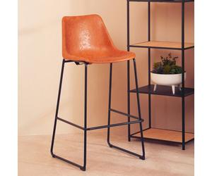 Orsina Elevated And Comfortable Camel Bar Stool With Black Legs, Sleek Kitchen Stool, Stable Contemporary Bar Stool