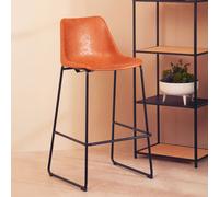 Orsina Elevated & Comfortable Bar Stool With Black Legs, Sleek Kitchen Stool, Stable Contemporary Bar Stool in Orange Orsina Orange