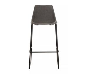 Orsina Elevated & Comfortable Bar Stool With Black Legs, Sleek Kitchen Stool, Stable Contemporary Bar Stool in Grey Orsina Grey