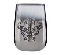 Metallic Silver Finish Elissa Tumbler Decorative Leaf Motifs, 320 ml
