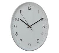 Interiors by PH Oval Wall Clock With Silver Finish, White