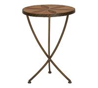 Orsina Elm Small Side Table, Brass Finished Table by Couch, Wooden End Side Table For Outdoor Patio, Settee Side Table in Brown Orsina Brown