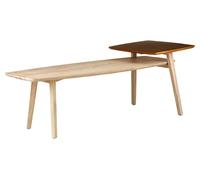 Orsina Elm Wood Rectangular Coffe Table, Gold Finished Accent Table, Ample Storage Table For Outdoor Patio in Natural Orsina Natural