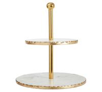 Orsina Empire 2 Tier White Marble & Gold Finish Cake Stand Orsina Gold
