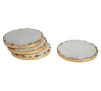 Orsina Empire Set Of 4 Round White Marble Coasters