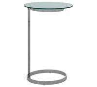 Orsina End Table With Black Marble Effect Glass Top, Warm Metallic Stainless Steel Frame, Round Side Table in Silver Orsina Silver