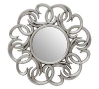 Orsina Entwined Silver Swirl Wall Mirror With Abstract Frame, Statement Circular Mirror, Aureole Decorative Mirror Orsina Silver