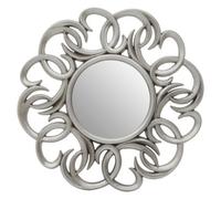 Orsina Entwined Silver Swirl Wall Mirror With Abstract Frame,statement Circular Mirror,aureole Decorative Mirror