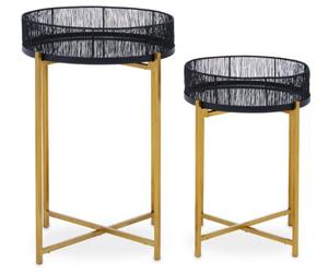 Orsina Enzo Set Of Two Black Wire And Gold Frame Tables