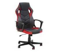 Premier Housewares Black And Red PU Home Office Chair With Flexible Armrest/ Wheel Rolling Base/ Adjustable Height And Padded Seat With Lock Mechanism