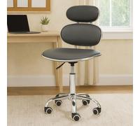 Orsina Ergonomic Black PU Home Office Chair, Comfortable Work From Home Office Chair, Movable Ergonomic Chair in Silver Orsina Silver