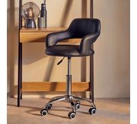 Premier Housewares Black PU Home Office Chair with Curved Back