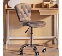 Interiors By Ph Grey Velvet Rolling Home Office Chair, Grey