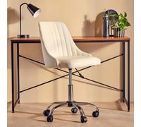 Orsina Ergonomic Off White Leather Effect Home Office Chair, Comfortable Work From Home Chair, Movable Work Chair