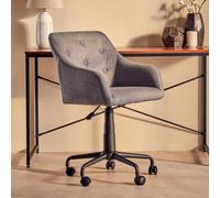 Orsina Ergonomic Tufted Grey And Black Home Office Chair, Comfortable Work From Home Chair, Movable Work Chair