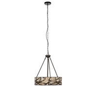 Orsina Etched Glass Deco Pendant Light, Warm Bronze Frame With Geometric Glass Shade, Ambient Ceiling Light in Grey Orsina Grey