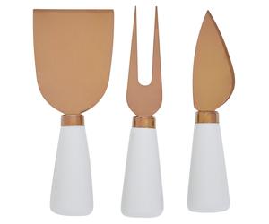 Orsina Exbury 3Pc White & Rose Gold Cheese Knife Set Orsina White
