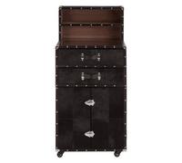Orsina Exquisite Design Drinks Cabinet, Genuine Leather Drinks Storage Cabinet, Robust Iron Base Wooden Cabinet